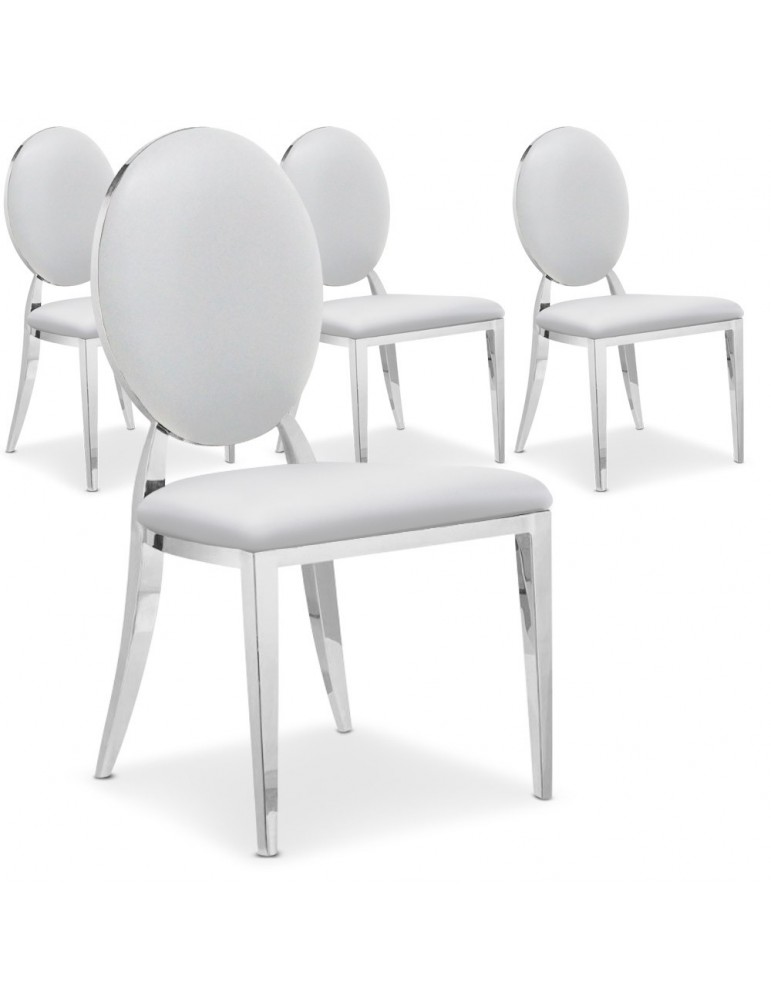 Lot de 4 chaises médaillon Sofia Blanc ft83lot4blanc