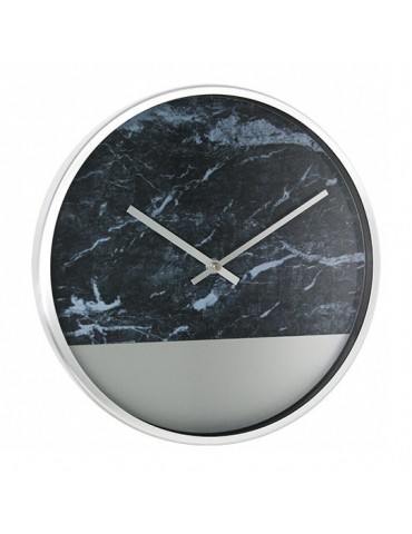 Horloge murale ronde effet marbre bicolore en métal argent D.30cm DHO4050011Delamaison