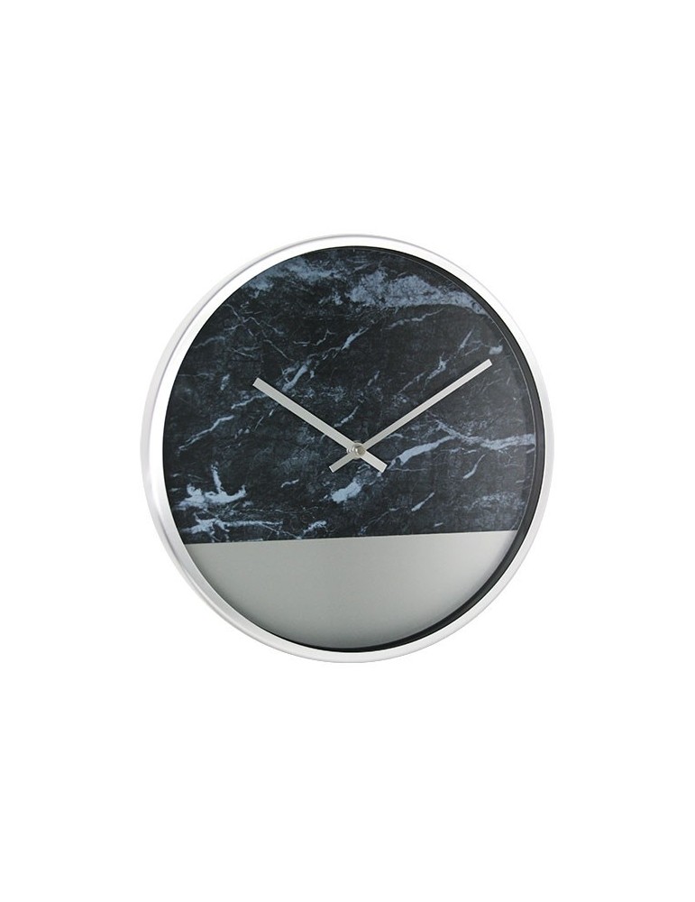 Horloge murale ronde effet marbre bicolore en métal argent D.30cm DHO4050011Delamaison