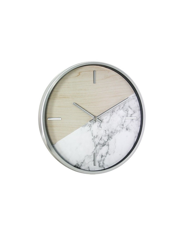 Horloge murale ronde bicolore effet bois et marbre D.30cm DHO4050012Delamaison