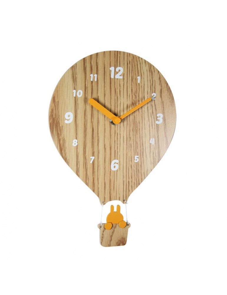 Horloge enfant forme montgolfière en bois 26x18x4.5cm DHO4050026