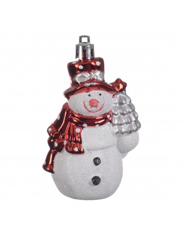 Suspension de noël bonhomme de neige rouge et blanc DEO4063044Decoris