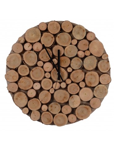 Horloge murale ronde rondin de bois D.35cm DHO4063236Decoris