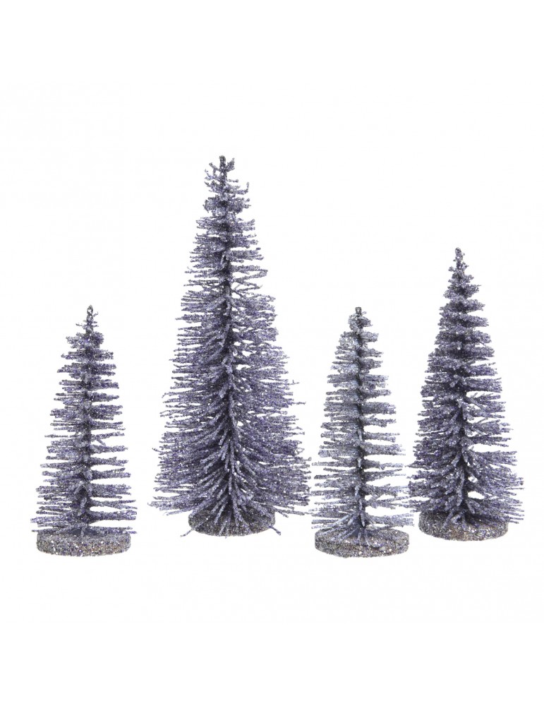 Sapin décoratif à poser à paillette - Set de 4 lila nuageux DEO4063199Decoris