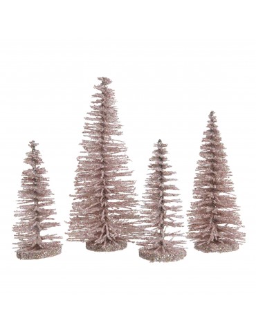 Sapin décoratif à poser à paillette - Set de 4 rose DEO4063198Decoris