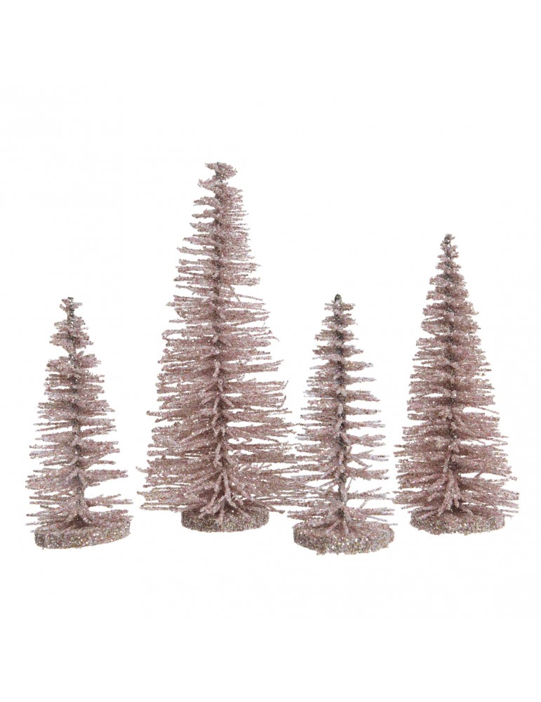 Sapin décoratif à poser à paillette - Set de 4 rose DEO4063198Decoris