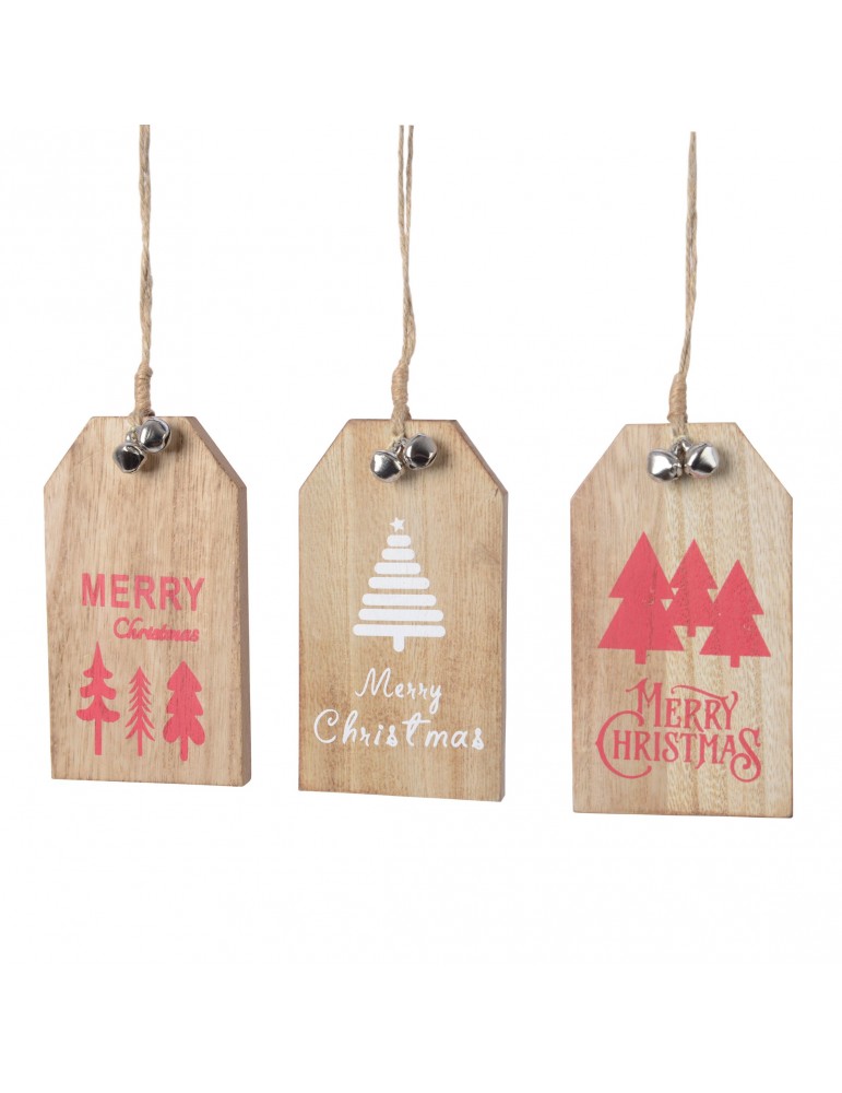 Suspension de noël en bois rouge (Lot de 3) DEO4063355Decoris