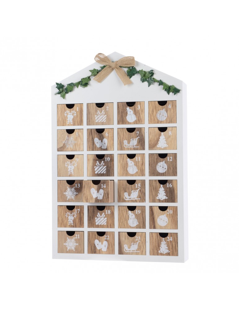 Calendrier de l'avent blanc forme maison DEO4063208Decoris