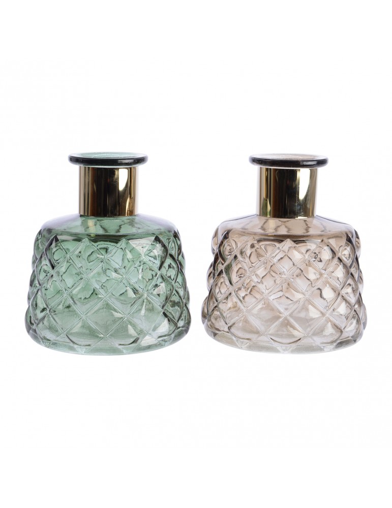 Vase en verre bleu et rose motif diamant (Lot de 2) DVA4063403Decoris Vase en verre bleu et rose motif diamant (Lot de 2) DVA4063403Decoris