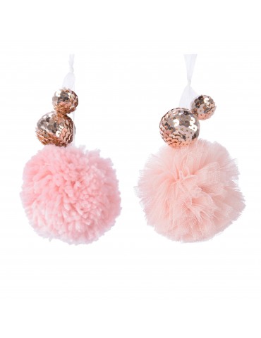 Suspension de noël pompons rose (Lot de 2) DEO4063389Decoris