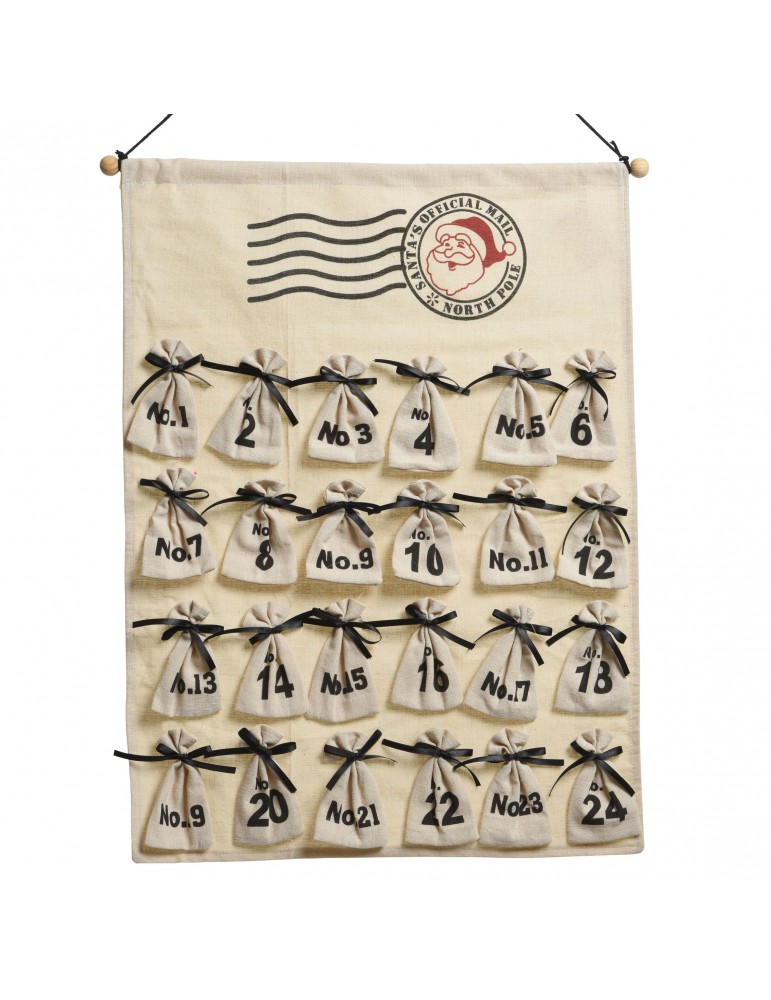 Calendrier de l'avent en tissu blanc à suspendre DEO4063544Decoris Calendrier de l'avent en tissu blanc à suspendre DEO4063544Decoris