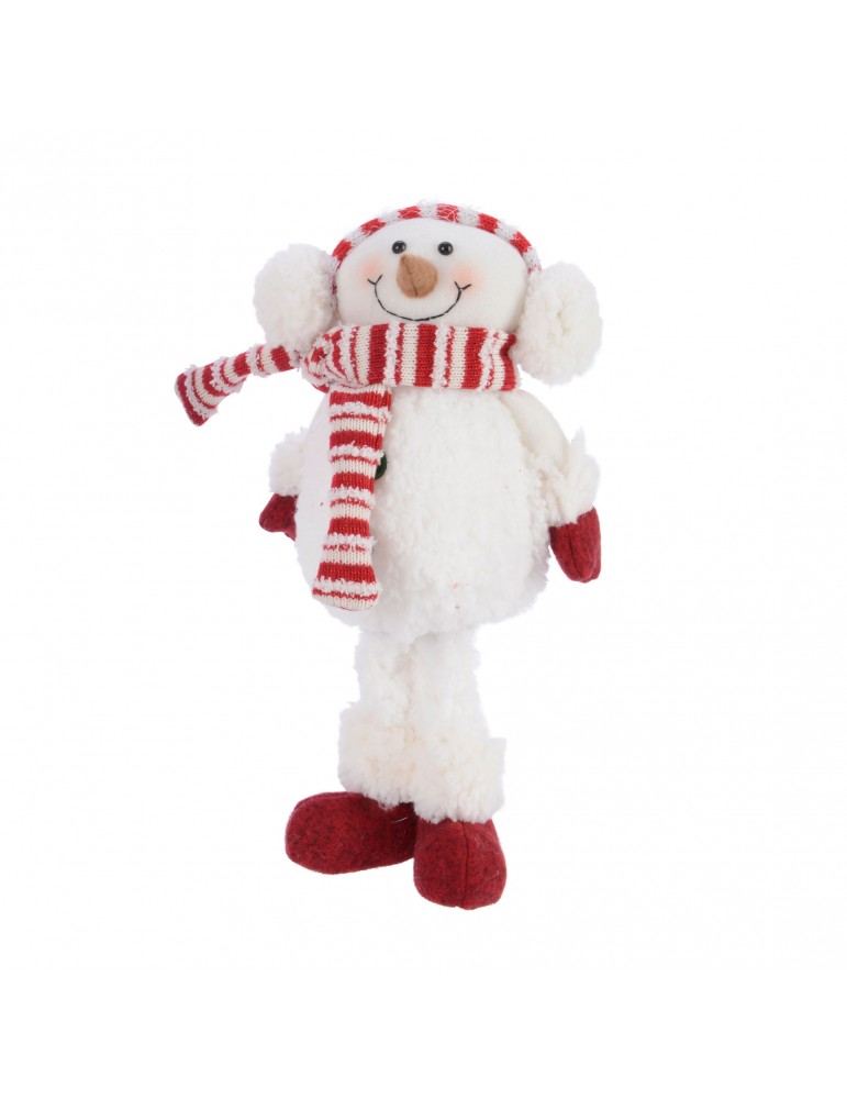 Figurine de noël à poser bonhomme de neige rouge et blanc DEO4063464Decoris