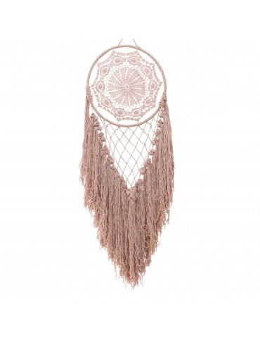 Attrape rêve franges en coton rose DMR4063482Decoris