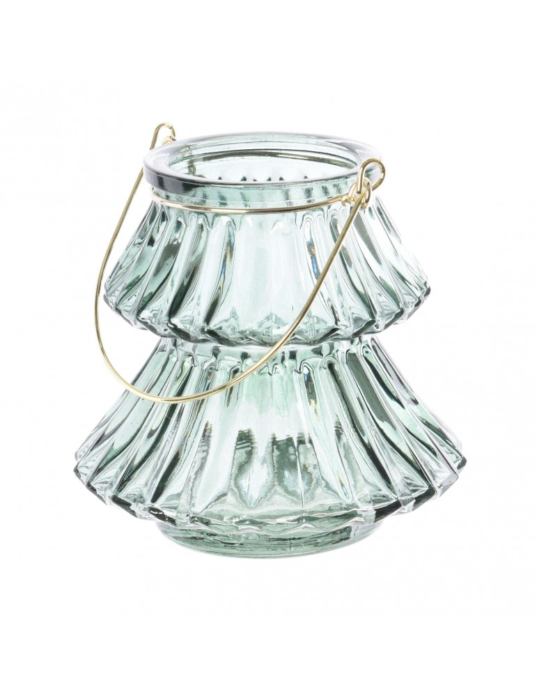 Photophore en verre vert forme sapin DEO4035165Decoris Photophore en verre vert forme sapin DEO4035165Decoris
