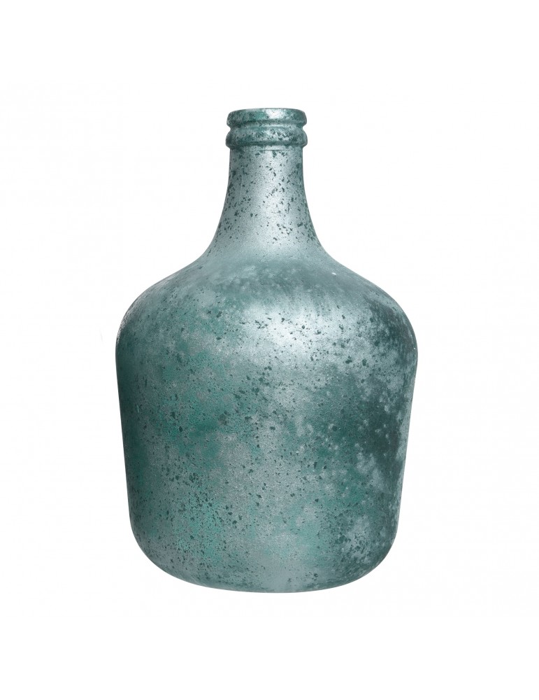Vase en verre recyclé bleu gris effet givré DVA4063501Decoris
