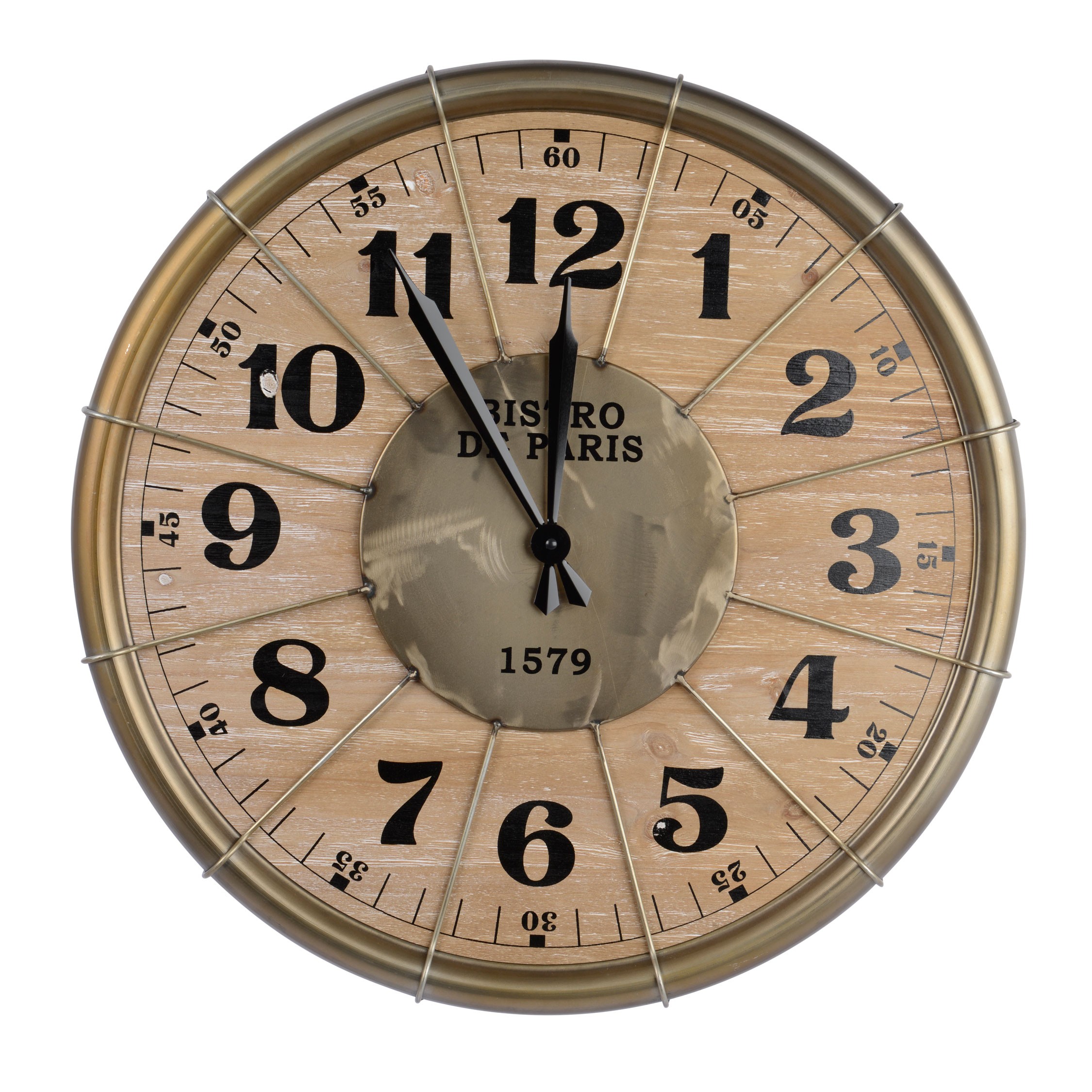 Horloge Trépied Fer Doré Grande main image 0