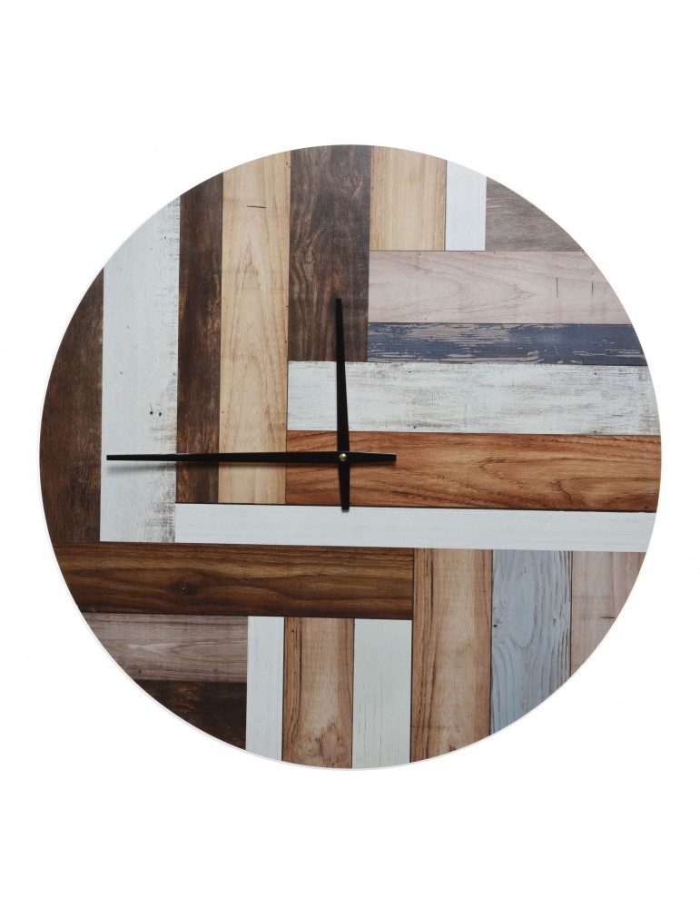 Horloge en bois effet lame de bois D.60cm DHO4063425Decoris