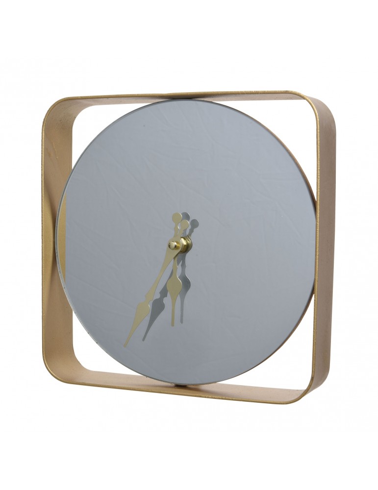 Horloge carrée et miroir en fer doré DHO4063427Decoris