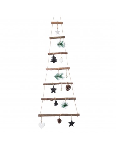 Sapin mural à accrocher en bois avec déco intégrées DNO4063444Decoris