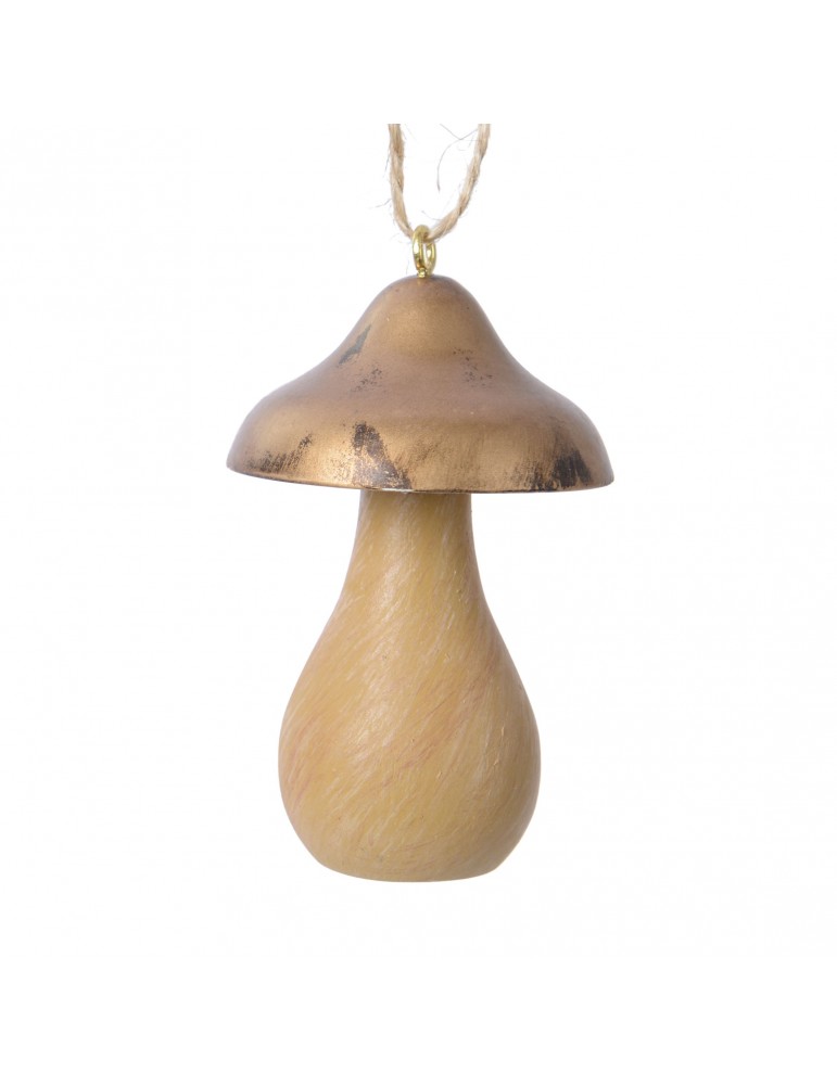 Suspension de noël forme cèpe chapeau doré DEO4035059