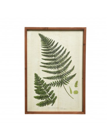 Tableau en bois vert avec fougère modèle 2 feuilles DMR4035064Decoris