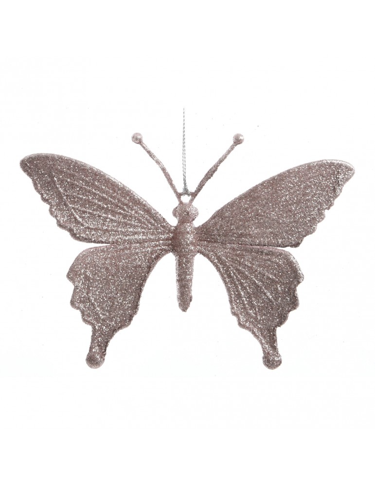 Suspension de noël violette effet pailleté forme papillon modèle 2 DEO4035038
