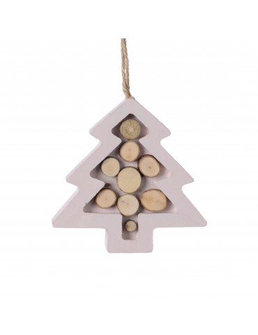 Suspension de noël rose forme sapin en bois DEO4035054