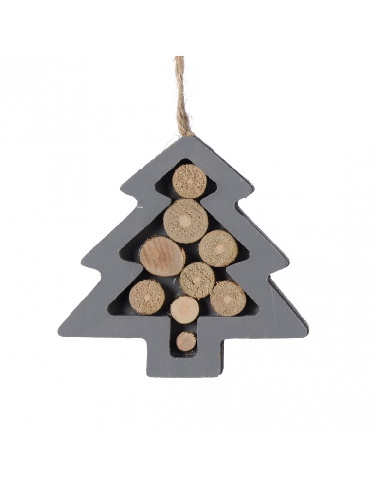 Suspension de noël argenté forme sapin en bois DEO4035055