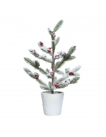 Mini sapin artificiel enneigé baie rouge en pot modèle M DNO4063558Decoris