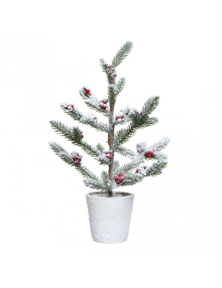 Mini sapin artificiel enneigé baie rouge en pot modèle M DNO4063558Decoris