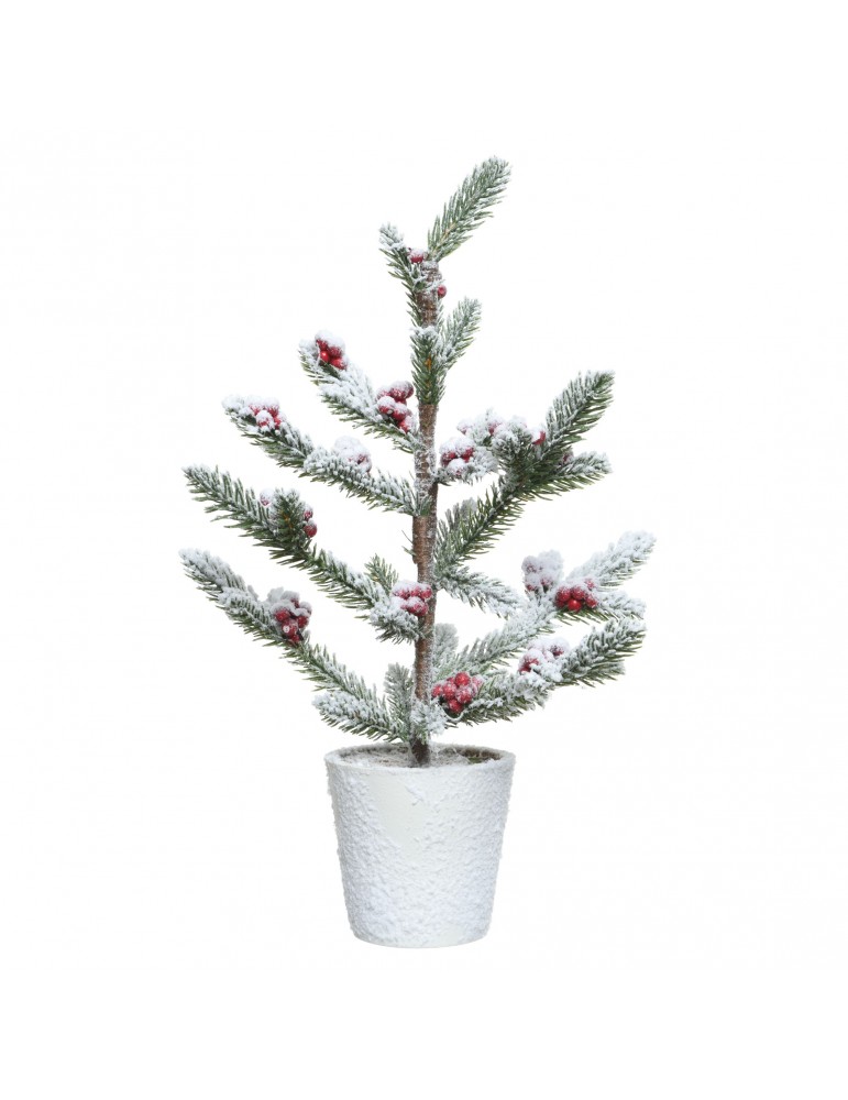 Mini sapin artificiel enneigé baie rouge en pot modèle S DNO4063559Decoris