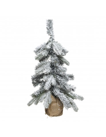 Mini sapin artificiel enneigé sac jute hauteur 35cm DNO4063556Decoris