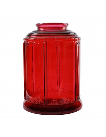 Grand photophore en verre recyclé rouge DEC4063507