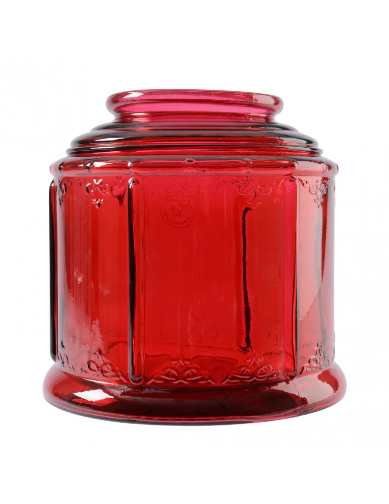 Petit photophore en verre recyclé rouge DEC4063508