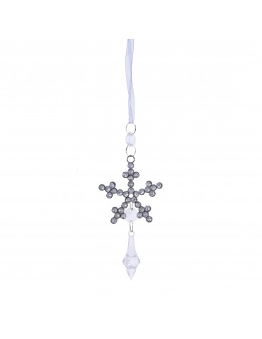 Suspension de noël effet cristal et strass forme flocon de neige DEO4035025