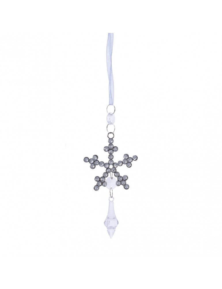 Suspension de noël effet cristal et strass forme flocon de neige DEO4035025