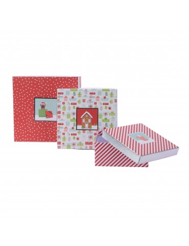 Boite cadeau carré en papier motifs assortis rouge/blanc (Lot de 3) DEO4035028