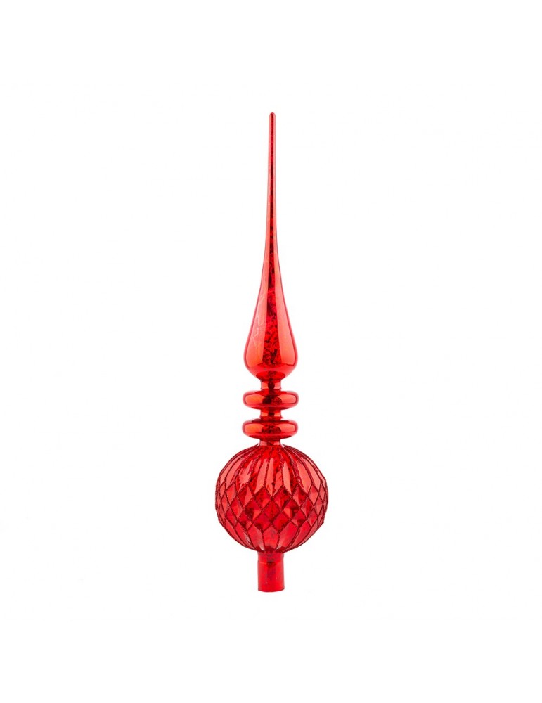 Cimier en verre rouge forme diamant DEO4063329Decoris