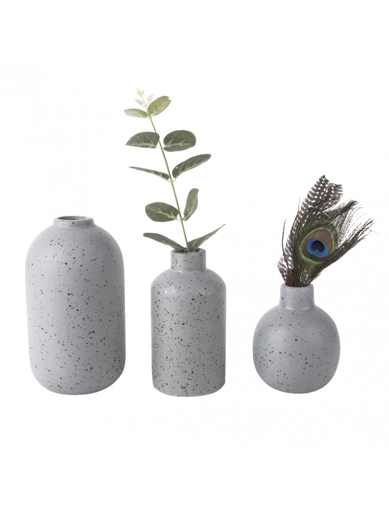 Lot de 3 vases en céramique gris effet terrazzo DVA4105014Present Time
