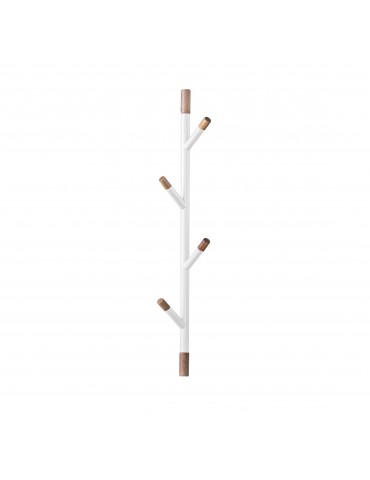 Patère murale en bois acacia et métal blanc avec 4 accroches DPE4105013Present Time