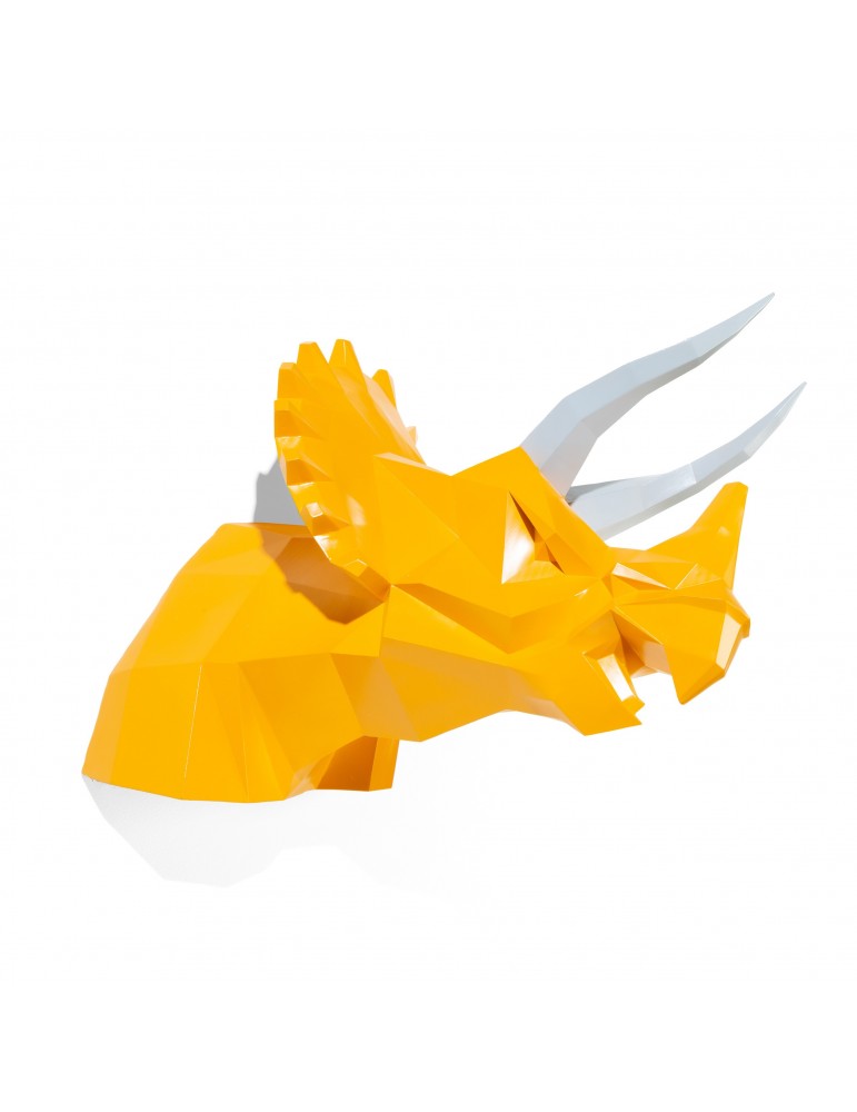 Trophée tricératops jaune orangé façon origami DMR4122011Delamaison