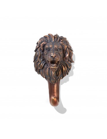 Patère en résine noire effet bronze tête de lion DPE4122004Delamaison