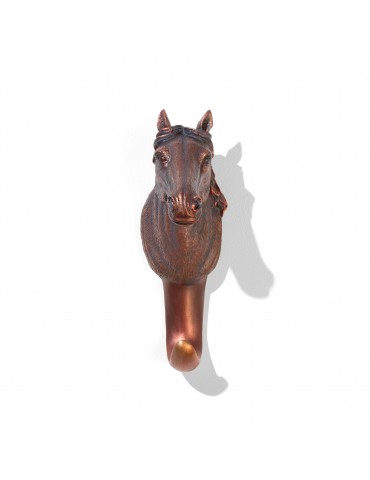 Patère en résine noire effet bronze tête de cheval DPE4122003Delamaison