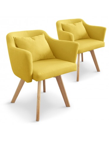 Lot de 2 fauteuils scandinaves Dantes Tissu Jaune yf1529lot2jaune