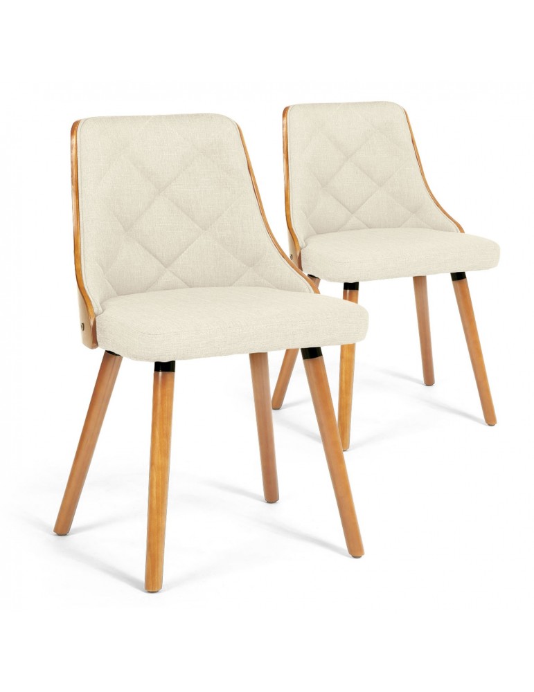 Lot de 2 chaises scandinaves Lalix Chêne clair et Tissu Beige 4630txchenetissubeige