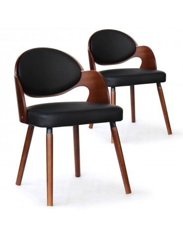 Lot de 2 chaises scandinaves Estel Bois Noisette et Noir 2xgf226anoisnoir