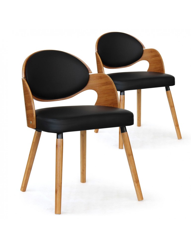 Lot de 2 chaises scandinaves Estel Chêne Clair et Noir 2xgf226anatnoir