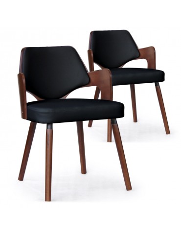 Lot de 2 chaises scandinave Dima Bois Noisette et Noir 2xgf225anoisnoir