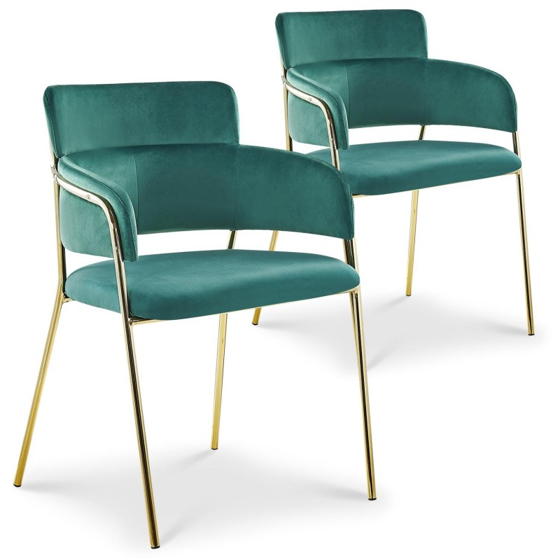 Lot de 2 chaises / fauteuils Ginko Velours Vert dc5321greenvelvet