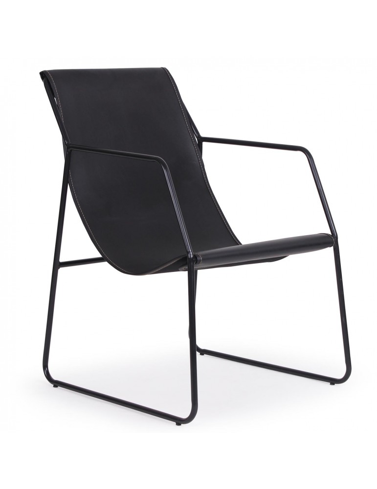 Fauteuil Ulysse Métal Noir et Simili Noir qh8985blackblacklegs